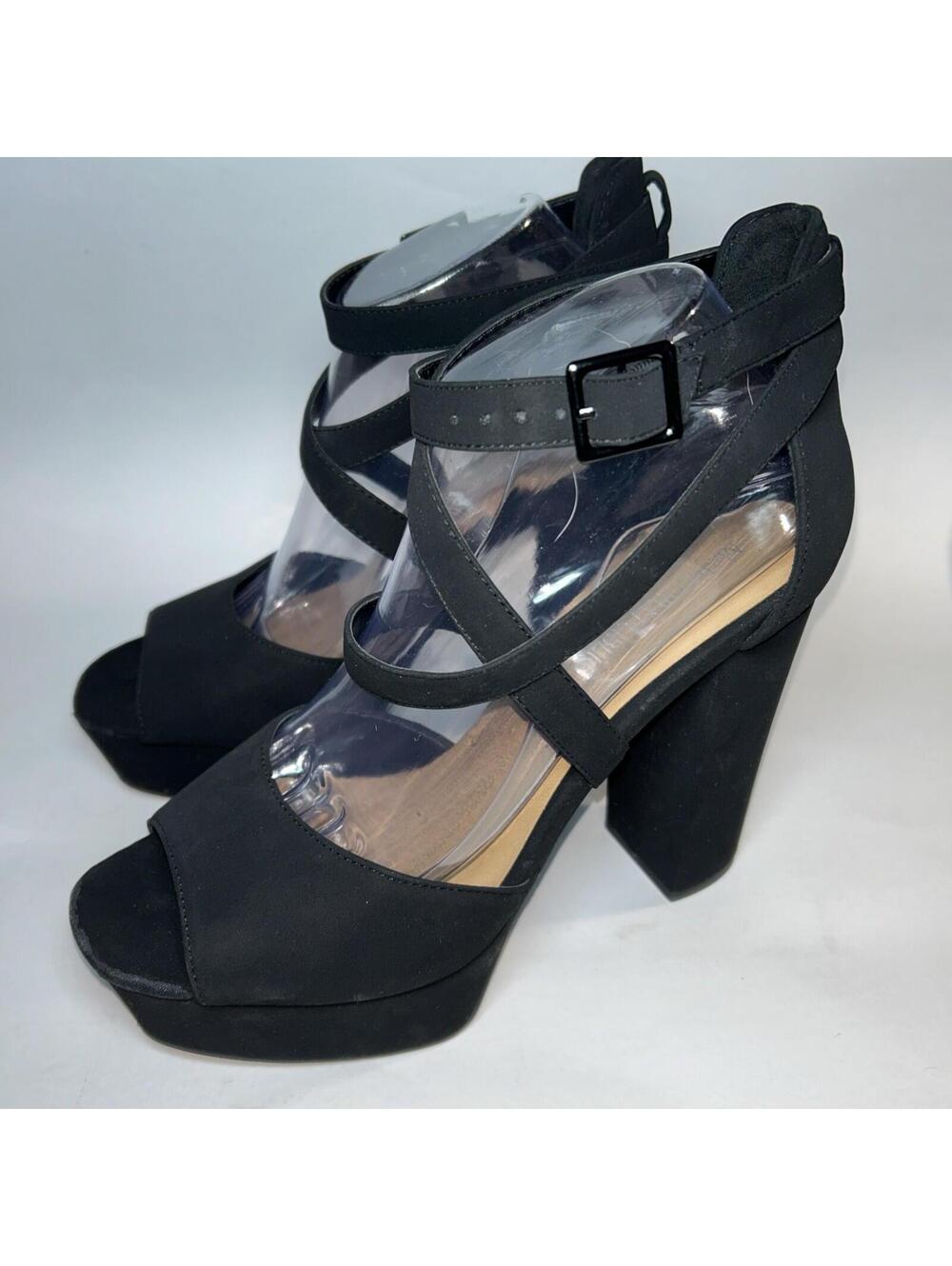 Marco Republic Black Suede Delhi Chimky 5" HEEL SANDALS Size 9 Block Grunge